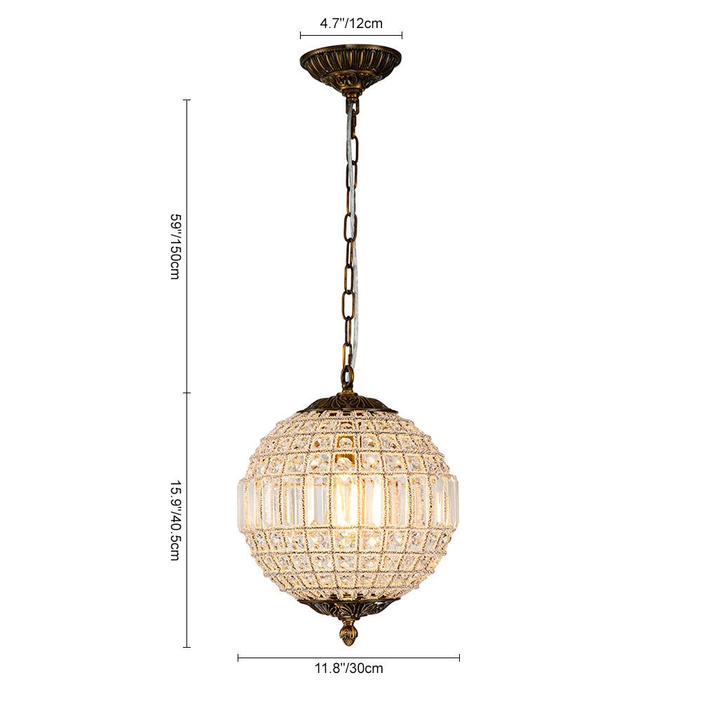 Luxurious Vintage Crystal Globe Chandelier with Antique Brass Finish | Souliia