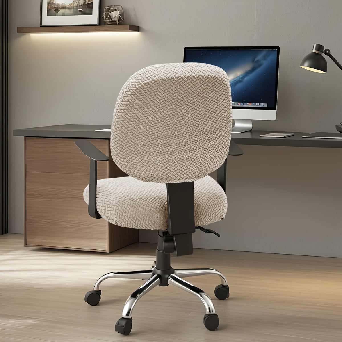 OfficeGuard Elastic Back Cover Set — Secure Elastic Edge, Split Chair Design