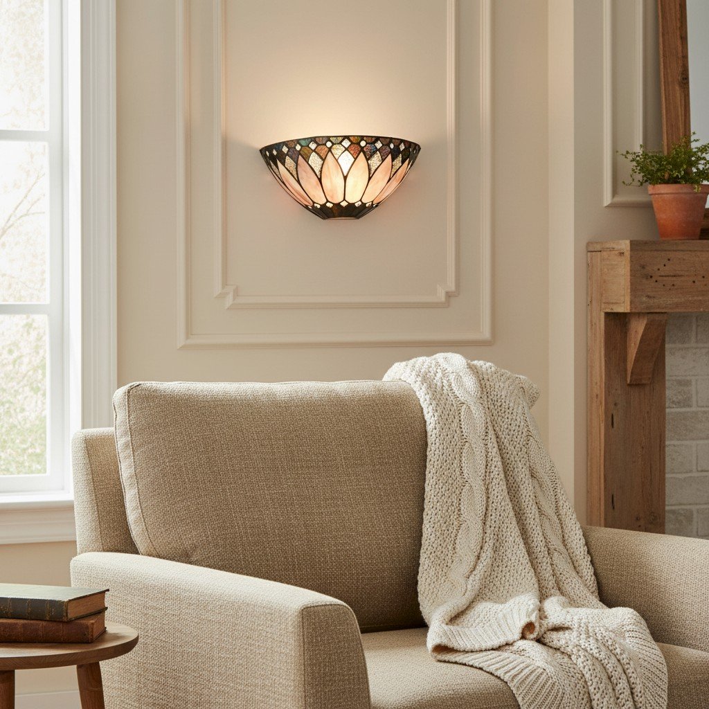 TF Layered Glass and Curved Metal Arm Wall Lamp – Transitional Art Deco Wall Sconce for Bedroom and Entryway | Souliia