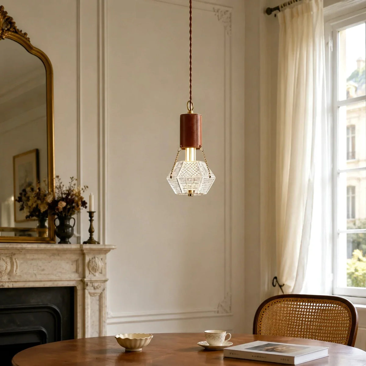 Prismatic French Leather Pendant Light | Souliia