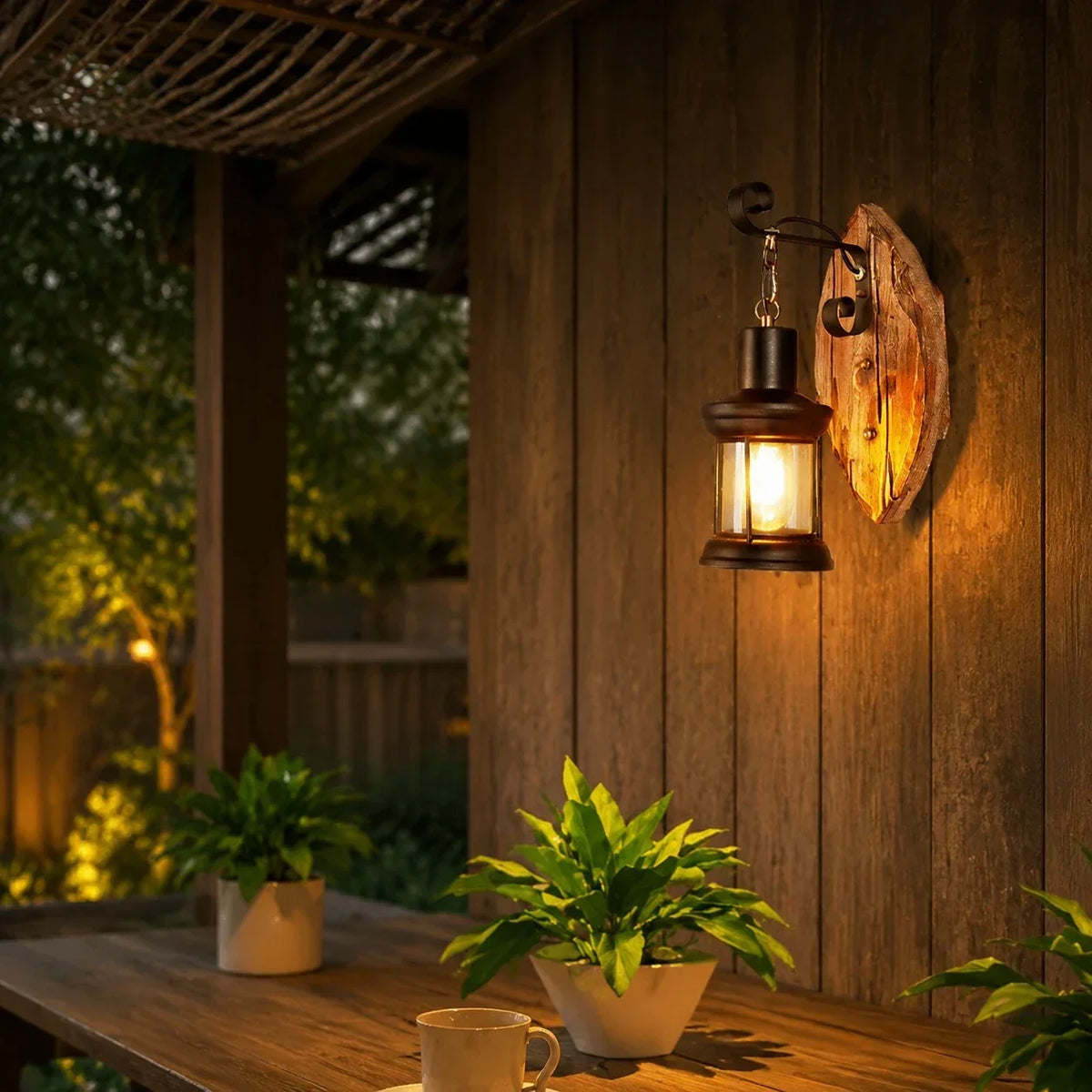 Rustic Ship Wood Industrial Wall Sconce Lamp | Souliia