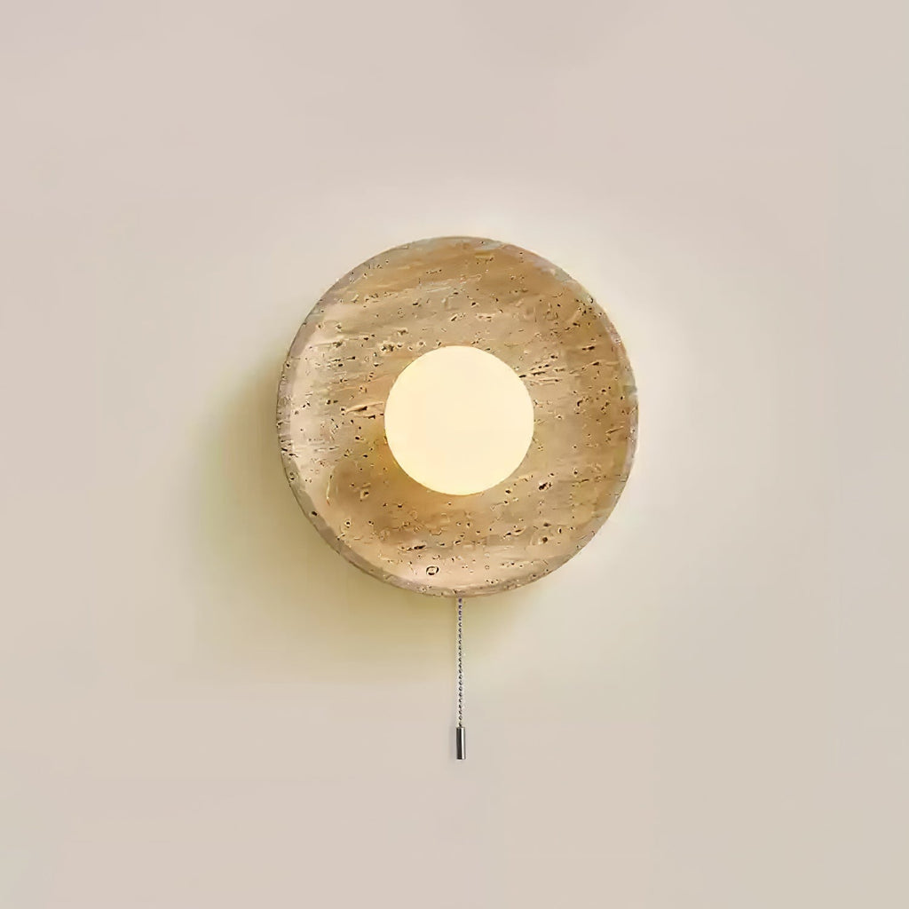 Retro Wabi Sabi Travertine Lunar Eclipse Wall Light M07 | Souliia