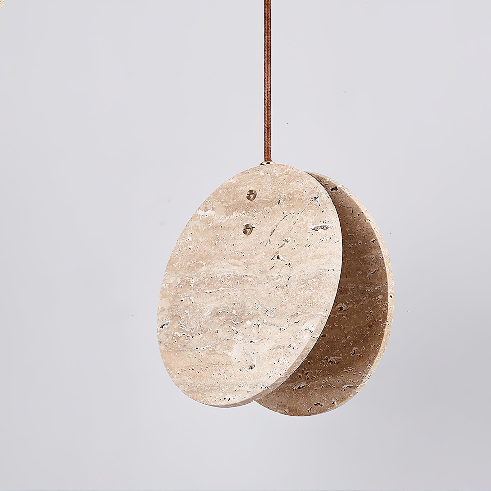 Stone Textured Disc Travertine Pendant Light M04 | Souliia