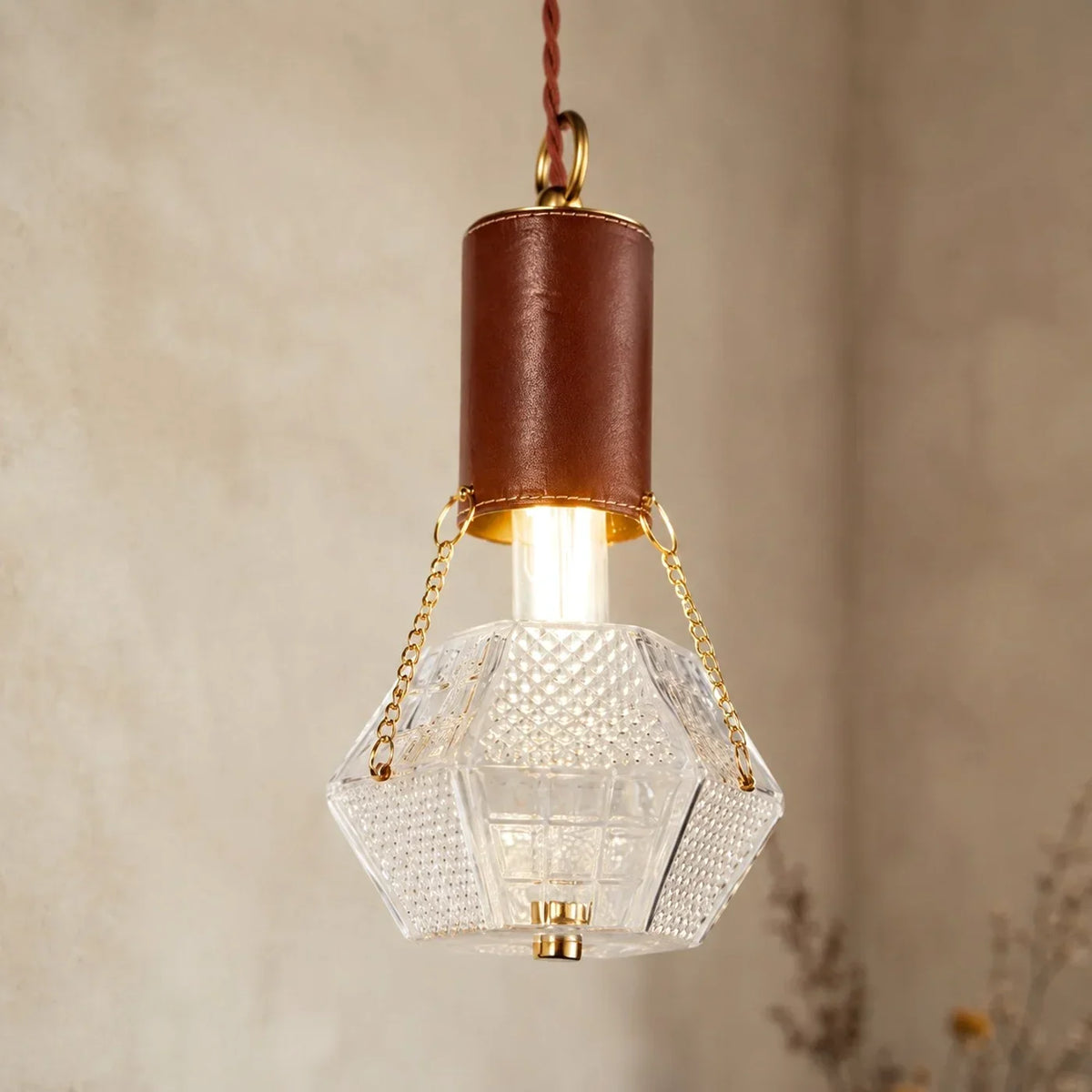 Prismatic French Leather Pendant Light | Souliia