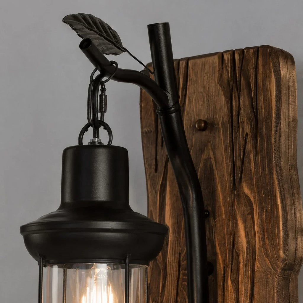Rustic Ship Wood Industrial Wall Sconce Lamp | Souliia