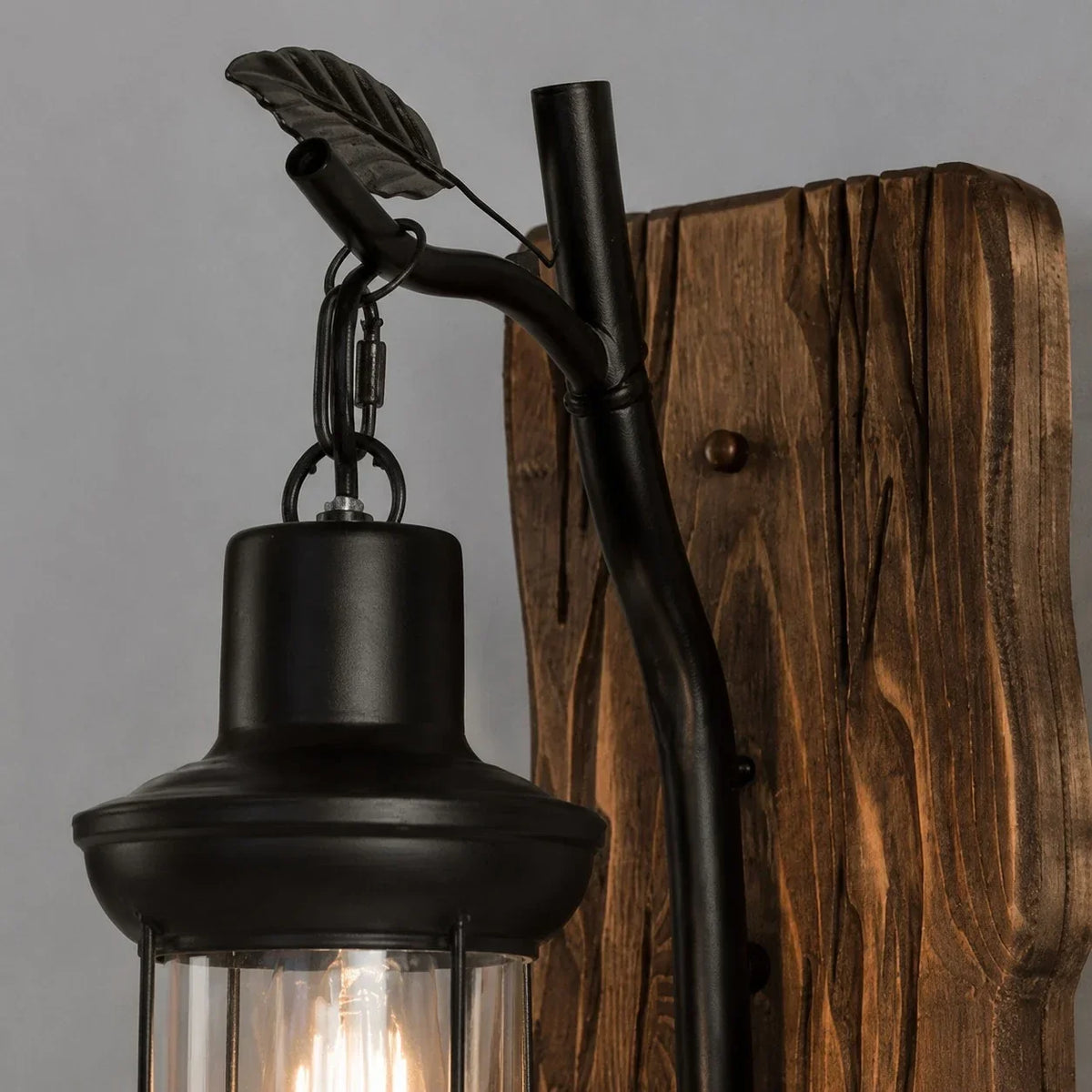 Rustic Ship Wood Industrial Wall Sconce Lamp | Souliia