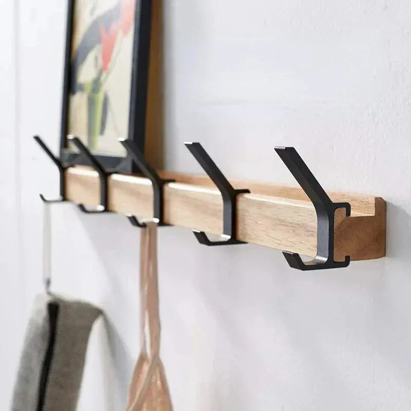 Wall-Mounted Coat Rack | Metal and Wood | Compact Space-Saver | Holmika - Souliia