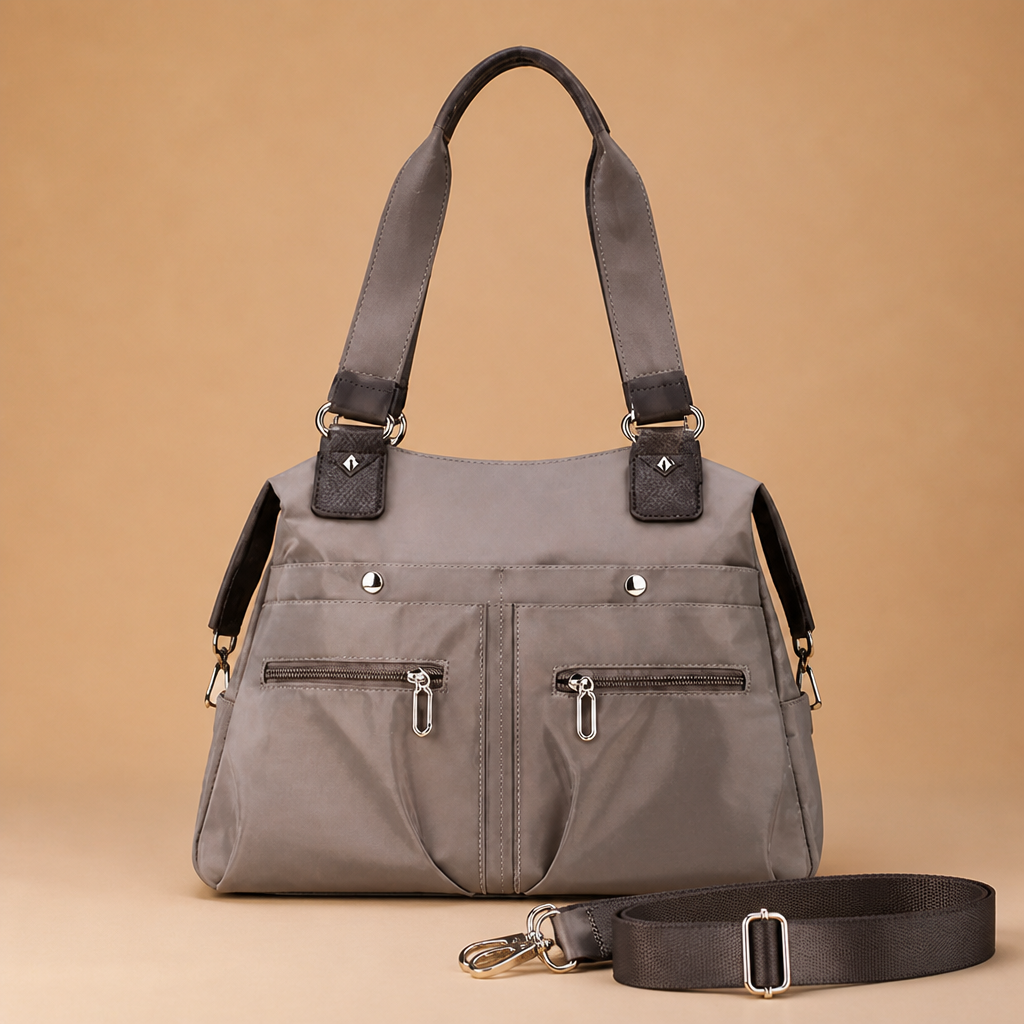 VeroStride – Soft Nylon Shoulder Bag with Detachable Crossbody Strap - Souliia