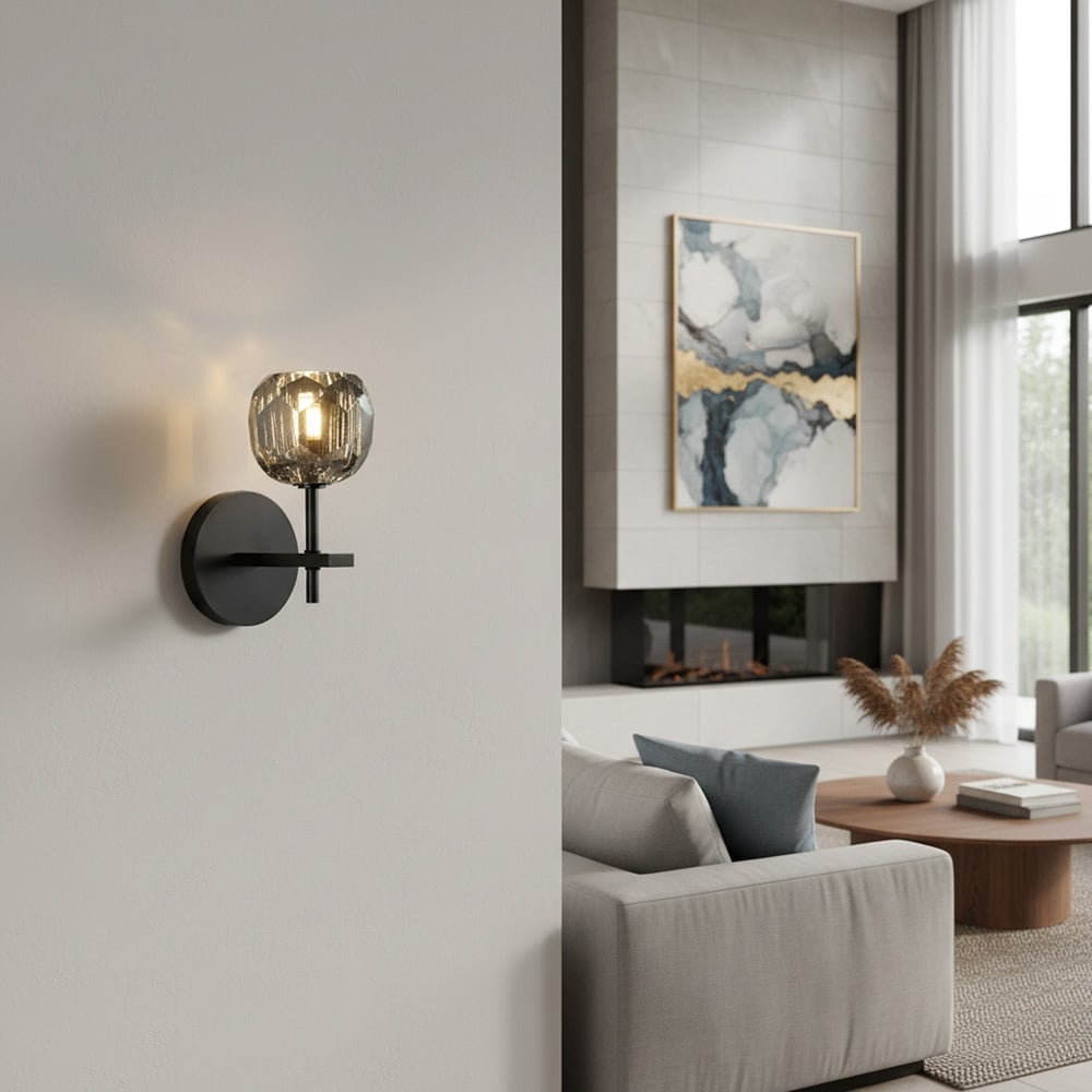 Lustrielle klare Glas-Zylindrische Wandleuchte – moderne luxuriöse Wandlampe für den Flur | Souliia