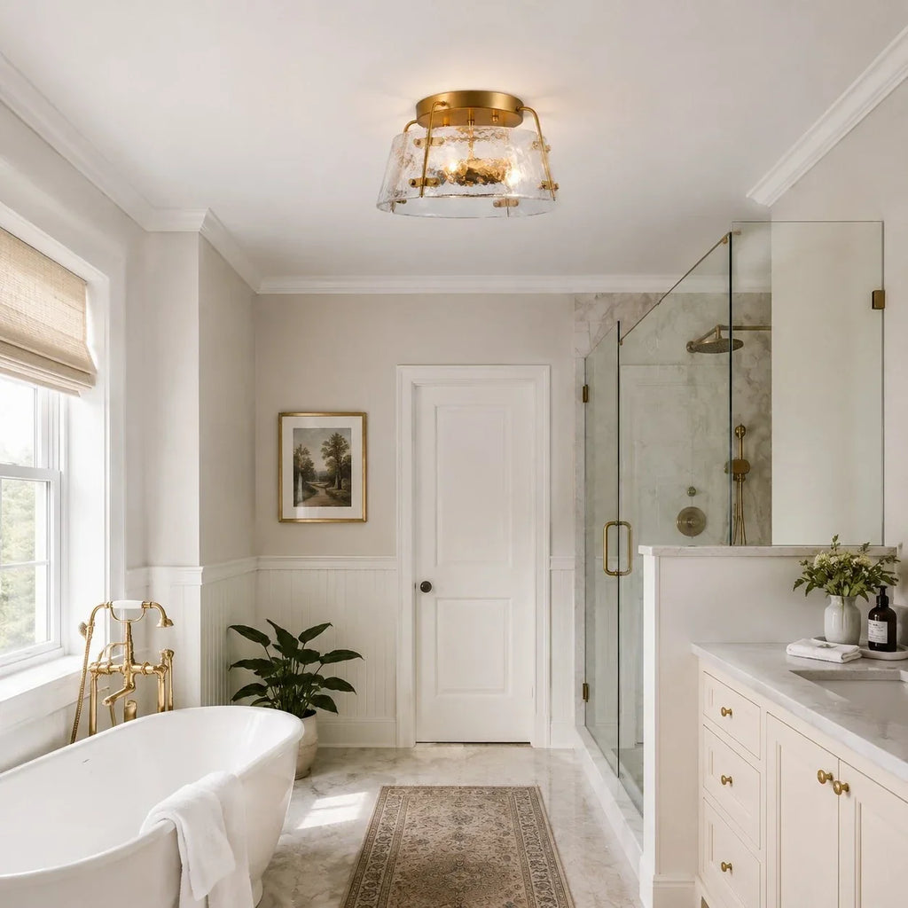 Rustic Industrial Clear Glass Semi Flush Ceiling Light for Kitchen and Living Room | Souliia