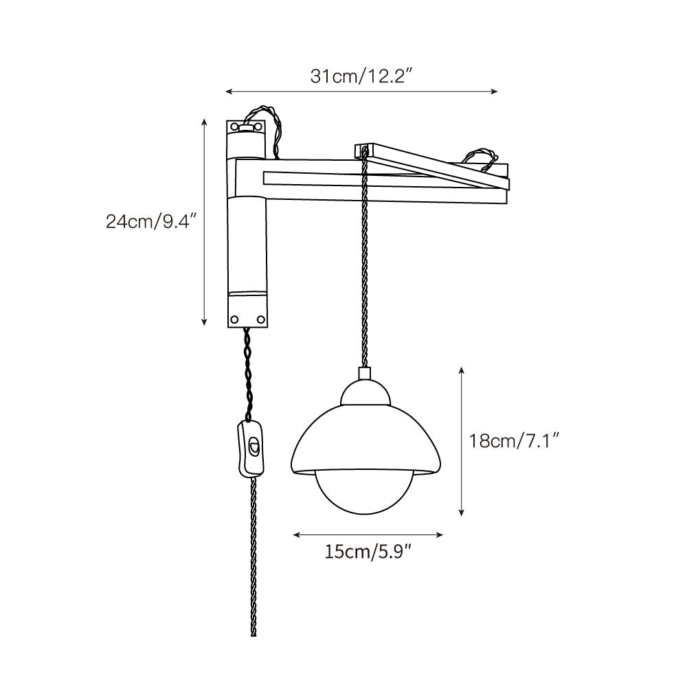 Tia Travertine Swing Arm Plug-in Sconce | Souliia