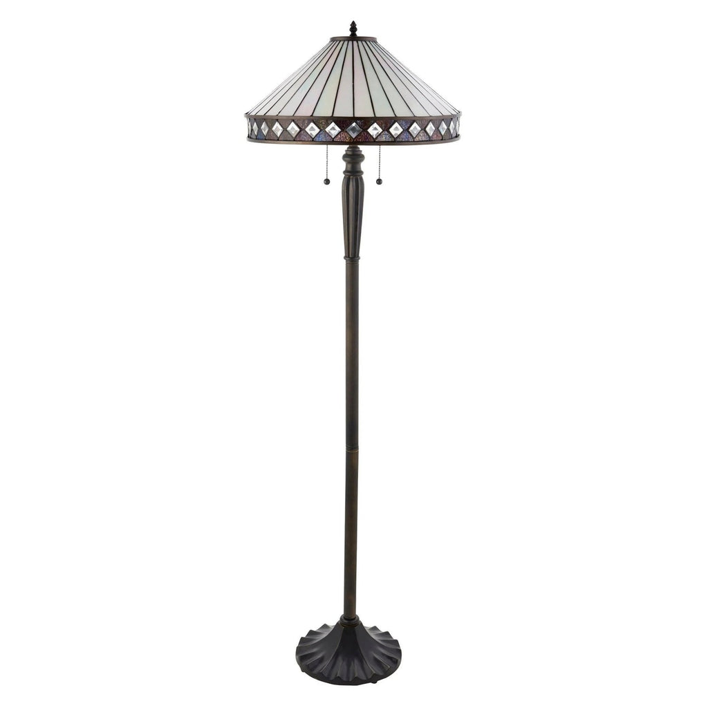 TF Geometric Stained Glass Table Lamp with Amber and Cream Panels – Tiffany Style Accent Lamp for Bedroom and Study | Souliia
