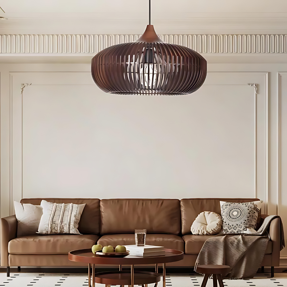 The Halo of Zen Japandi Wood Pendant Light | Souliia