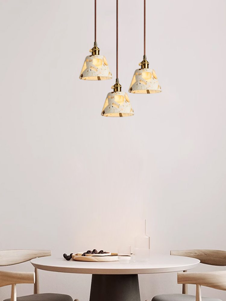 Wabi-sabi Style Water-polished Translucent Stone Retro Pendant Lamp | Souliia