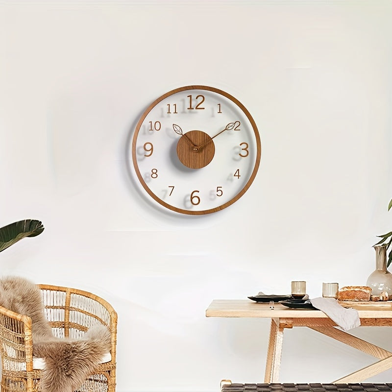 Leafora Minimalist Floating Wall Clock — Clean Leaf Motif Dial