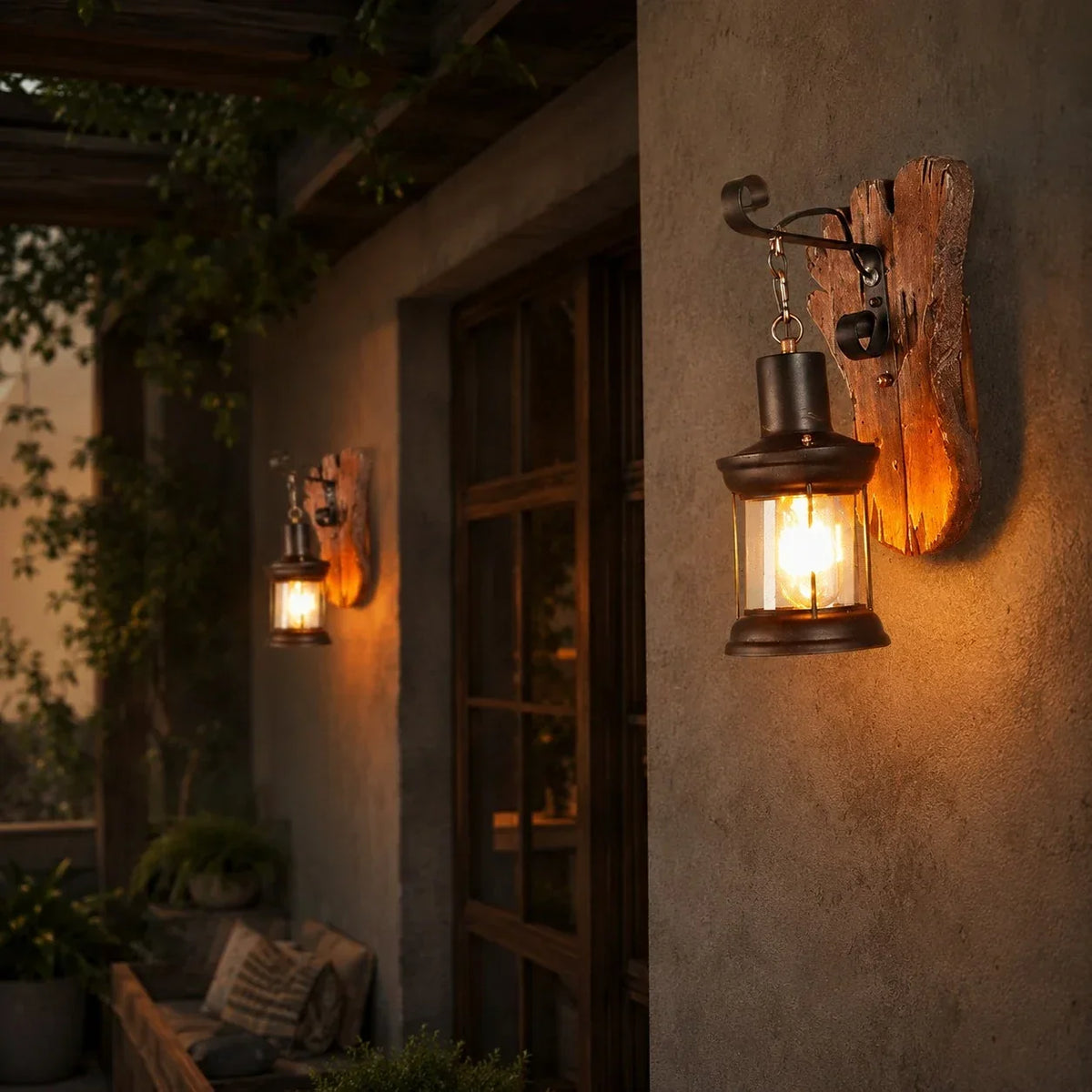 Rustic Ship Wood Industrial Wall Sconce Lamp | Souliia