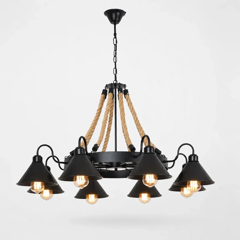 Rustic Farmhouse Rope Chandelier | Souliia