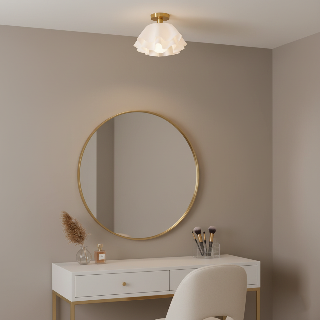 Lustra Pleated Retro Brass Acrylic Ceiling Light | Souliia