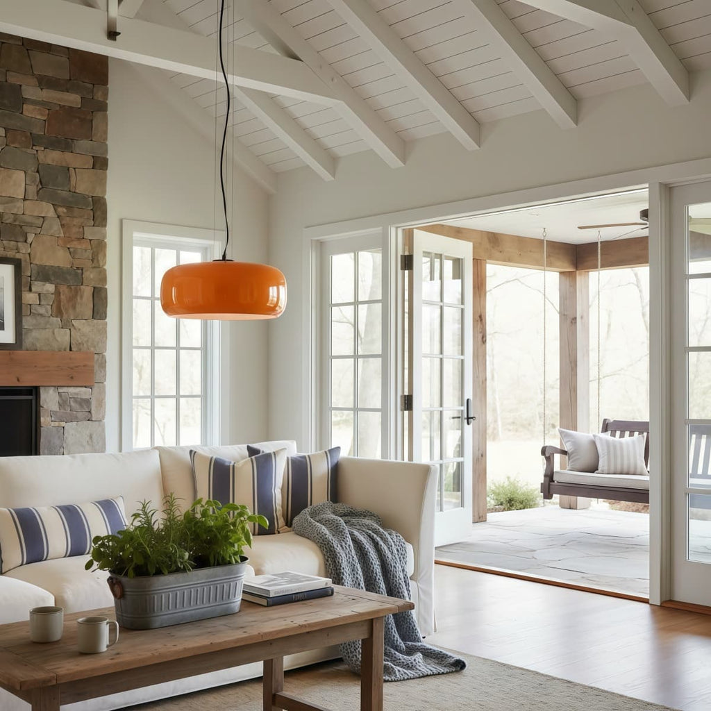Lunorae Rounded Glass Pendant Lamp - Modern Sculptural Lighting for Living Room | Souliia