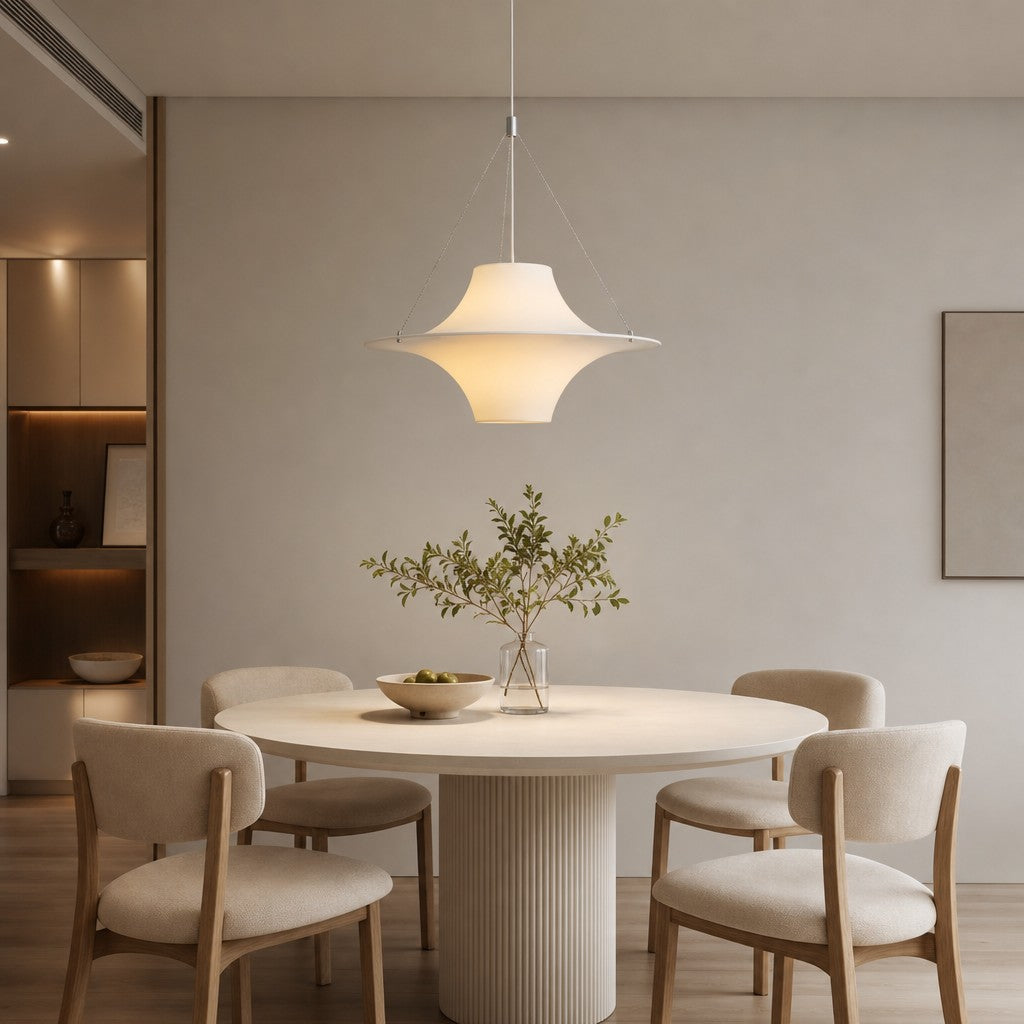 Saebery UFO Pendant Light - White Metal and Acrylic Saucer Pendant Lamp for Bedroom and Dining Room | Souliia