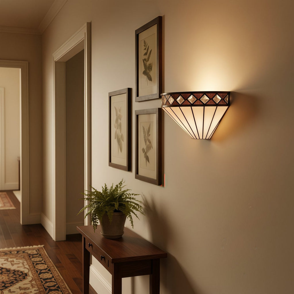 TF Geometrische Rhombus-Wandleuchte - Moderne Metall- und Glasleuchte für Flur und Schlafzimmer | Souliia