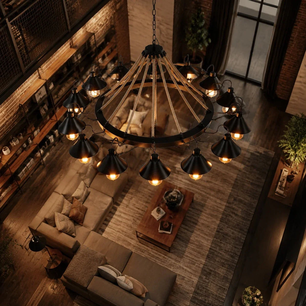 Rustic Farmhouse Rope Chandelier | Souliia