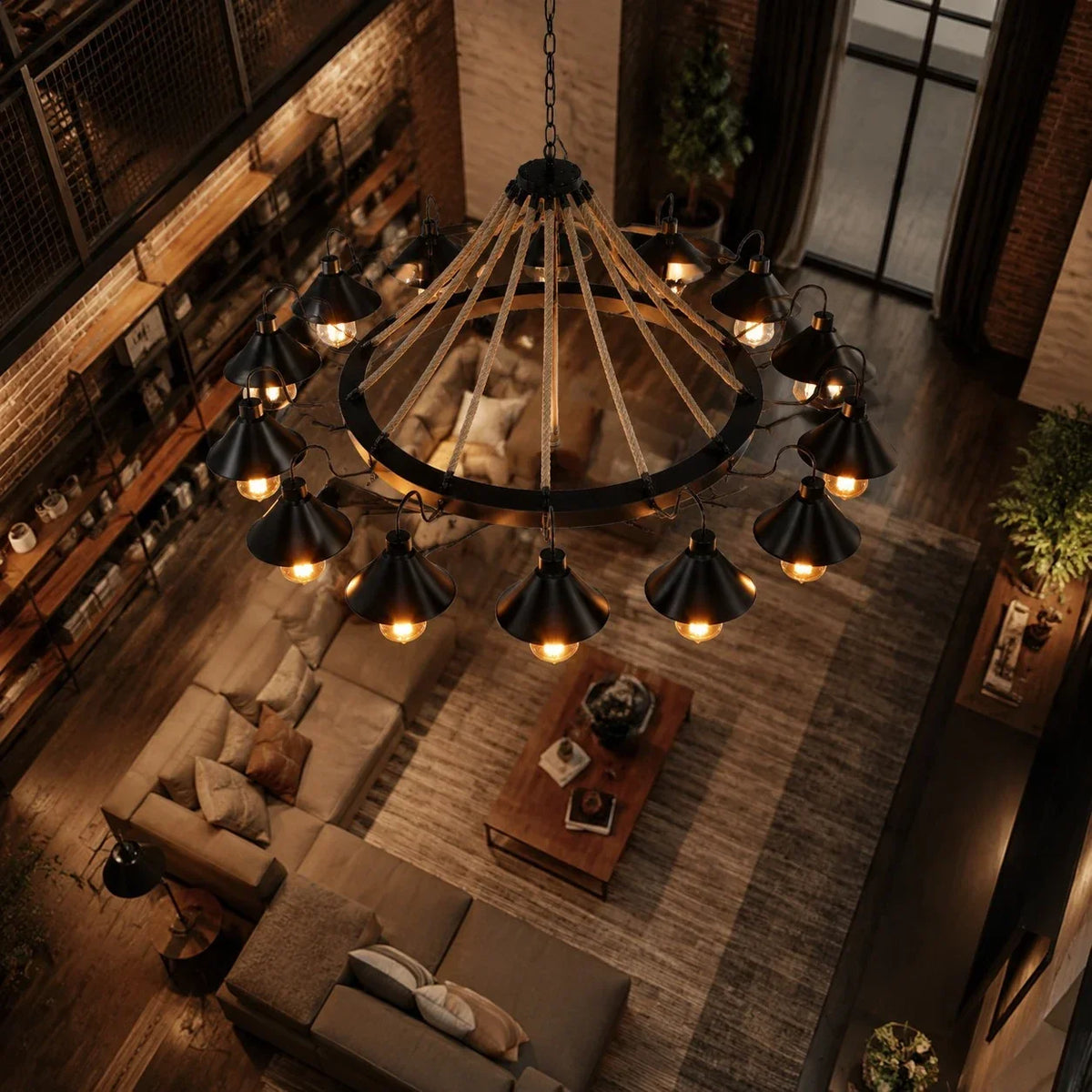 Rustic Farmhouse Rope Chandelier | Souliia