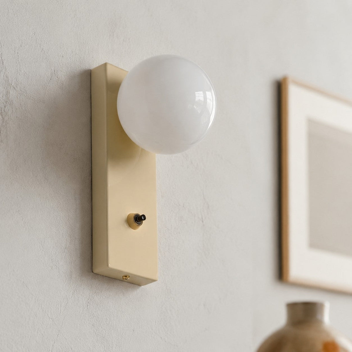 Retro Cream Glass Globe Wall Sconce for Bedrooms | Souliia