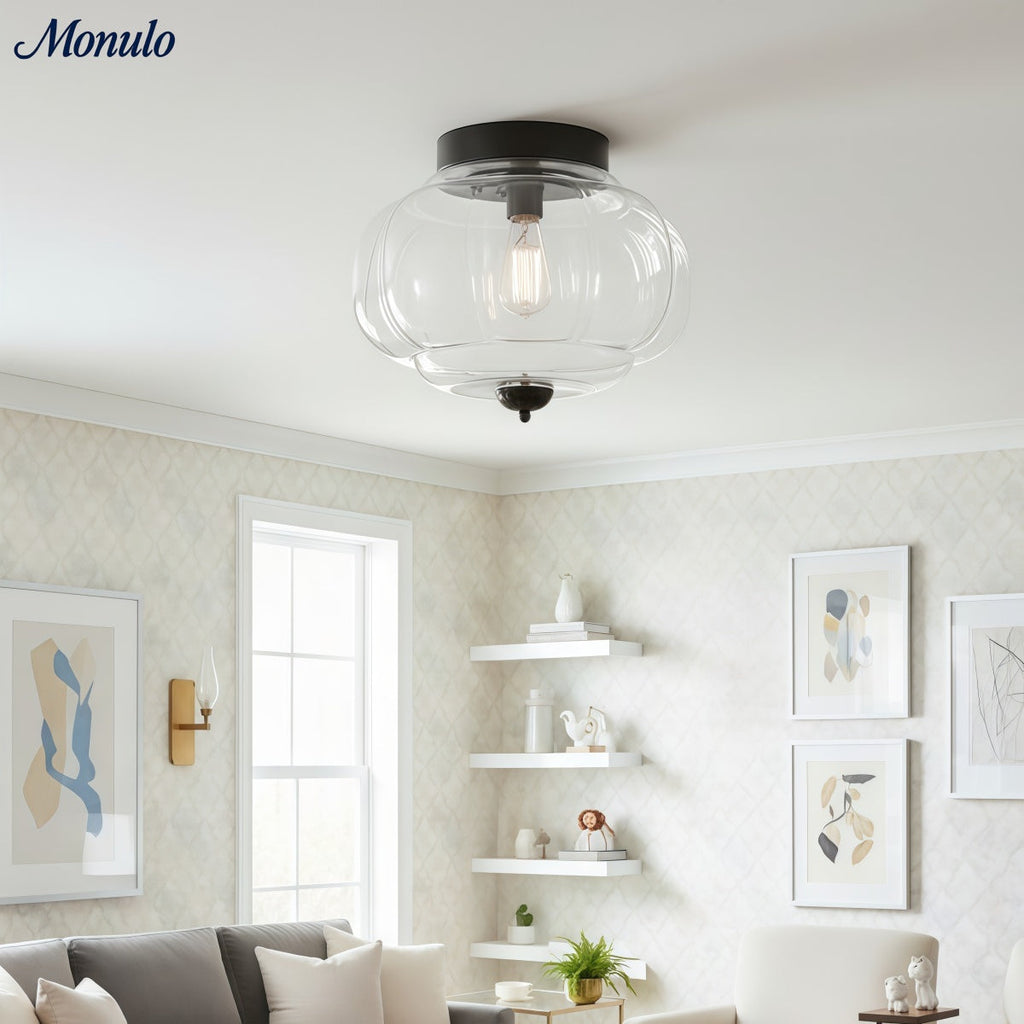 Retro Milk Semi Flush Mount Eloise Ceiling Light | Souliia