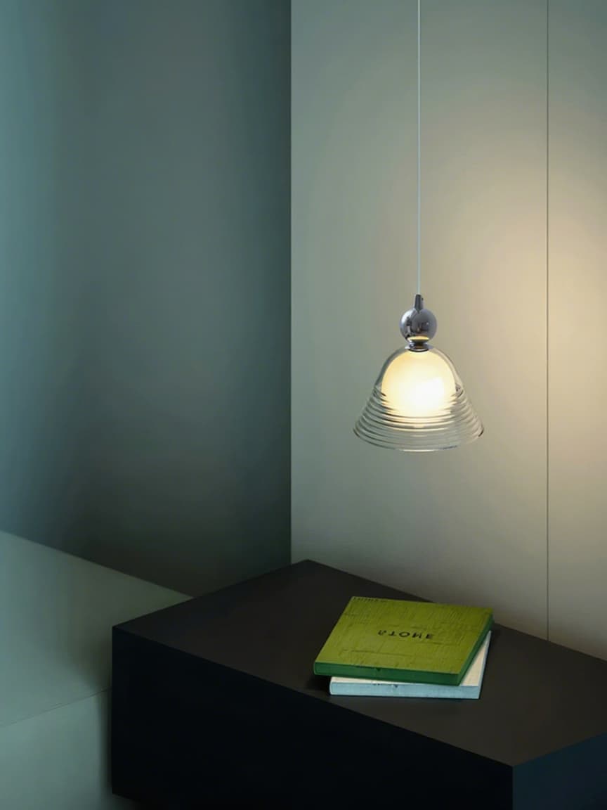 Sunset Pendant Light – Ribbed Glass Shade With Chrome technique - AFTERGLOW L1 | Souliia