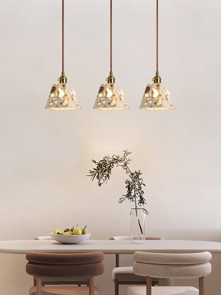 Wabi-sabi Style Water-polished Translucent Stone Retro Pendant Lamp | Souliia