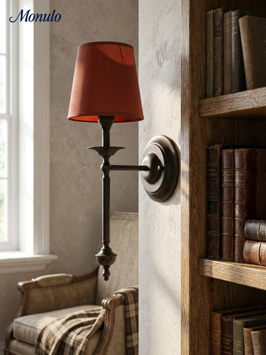Rowan Fabric Shade Wall Sconce in Antique Copper - Vintage Luxury Light for Interiors | Souliia