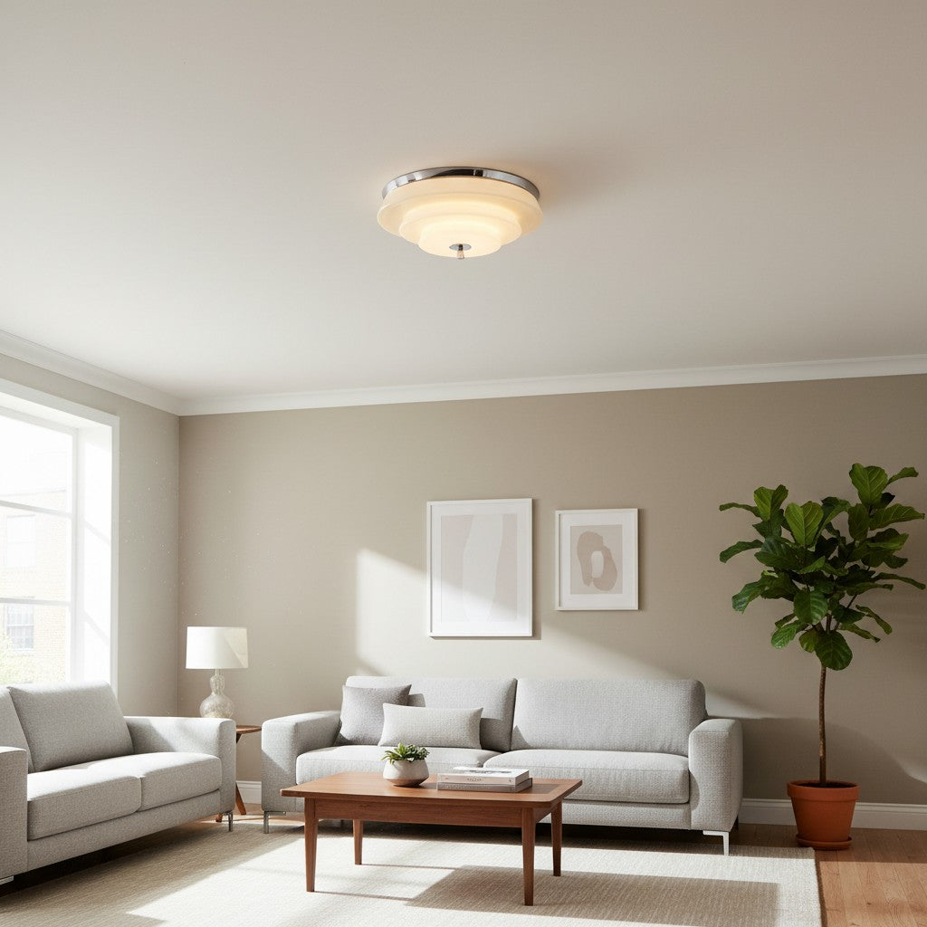 Mallew Flush Mount Ceiling Light – Layered Wave Silhouette Vintage Style Lamp for Indoor Use | Souliia