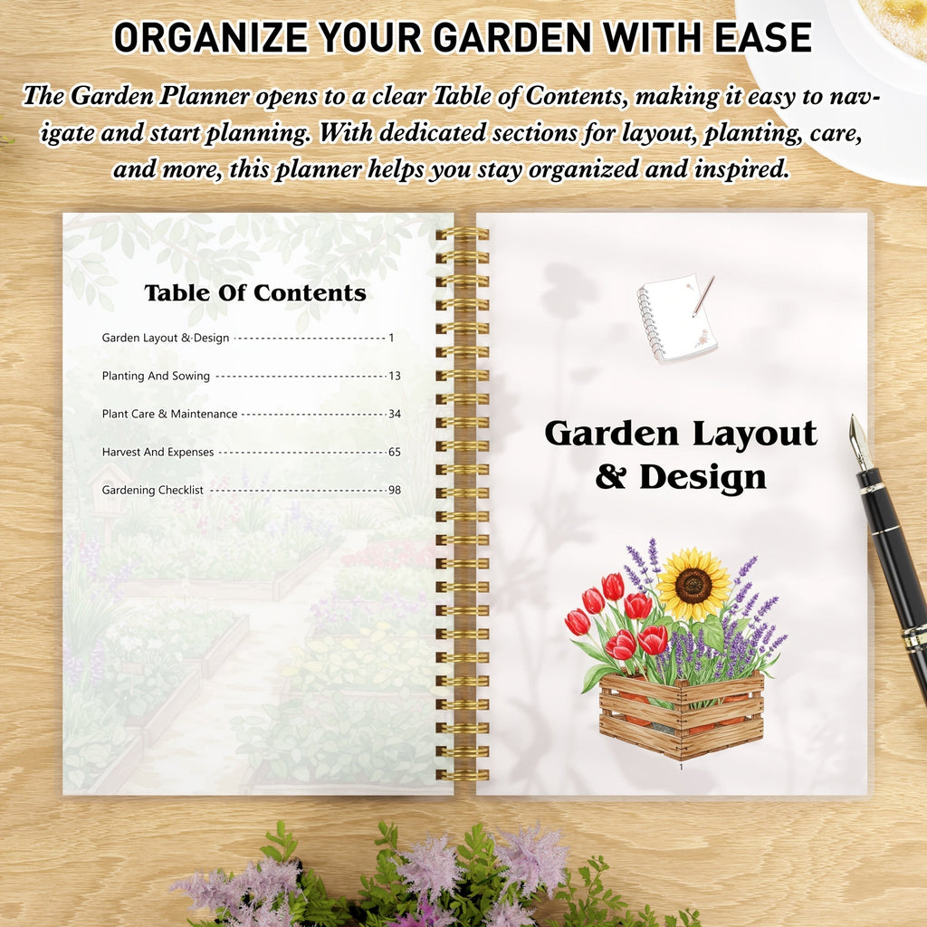 Gardenlog A5 Undated Spiral Garden Planner — 116 Pages, Structured Layouts