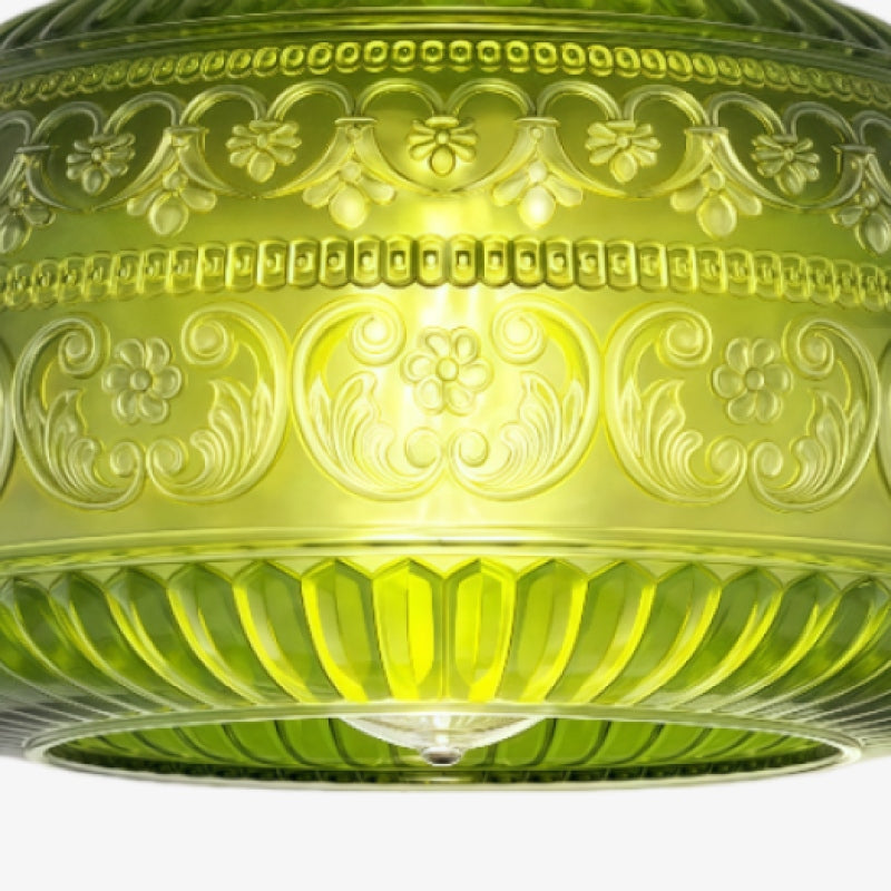 Lurex Deckenleuchte mit Muster aus getöntem Glas – graviertes Design und dekorative Innenbeleuchtung U21 | Souliia