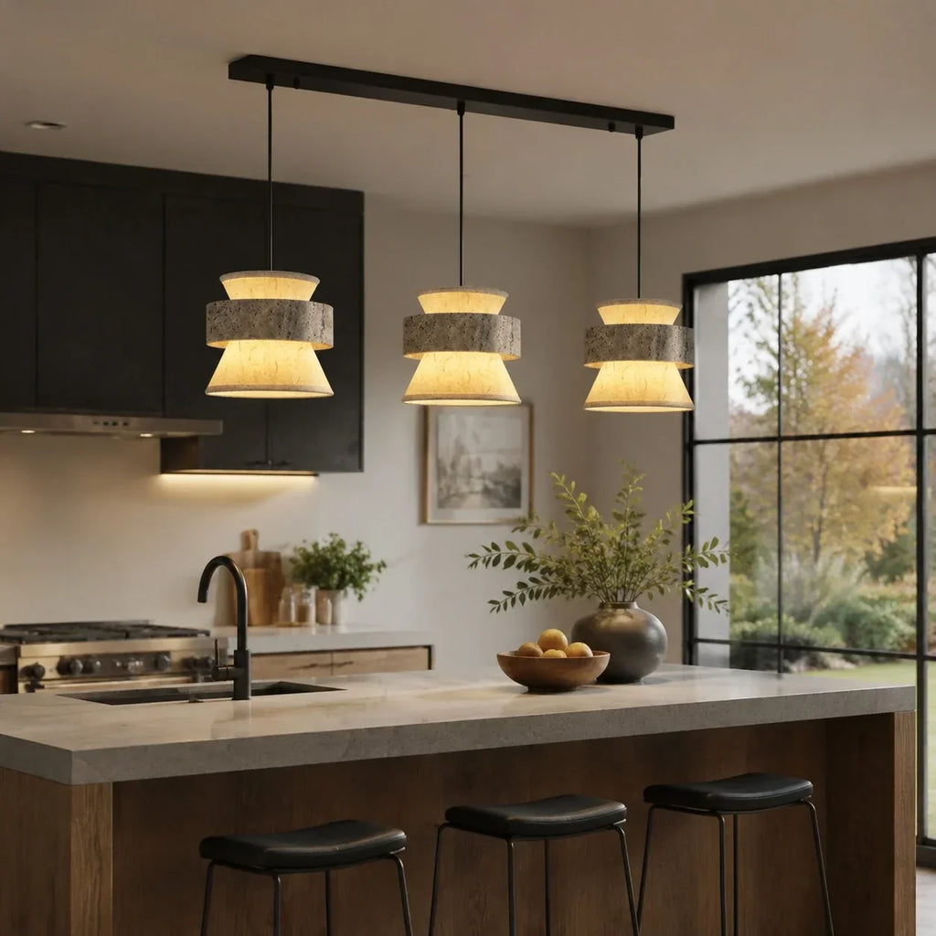 Silver Stone Texture Rice Paper Pendant Light | Souliia