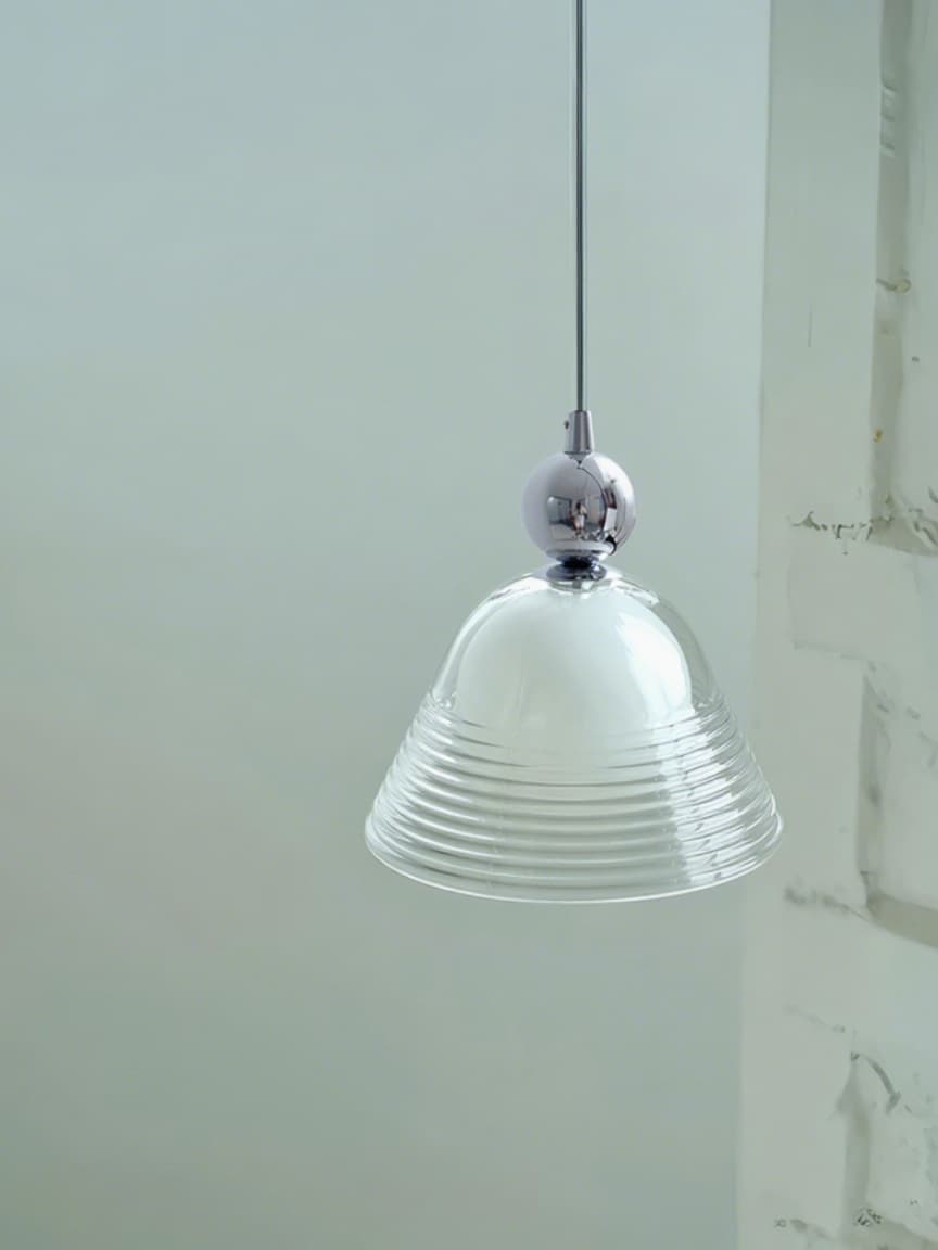 Sunset Pendant Light – Ribbed Glass Shade With Chrome technique - AFTERGLOW L1 | Souliia