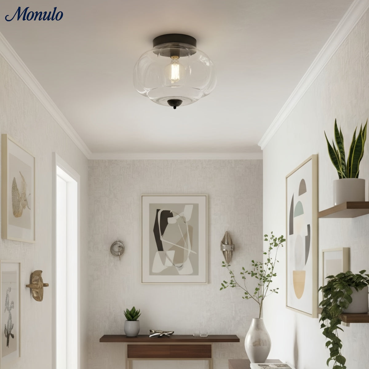 Retro Milk Semi Flush Mount Eloise Ceiling Light | Souliia