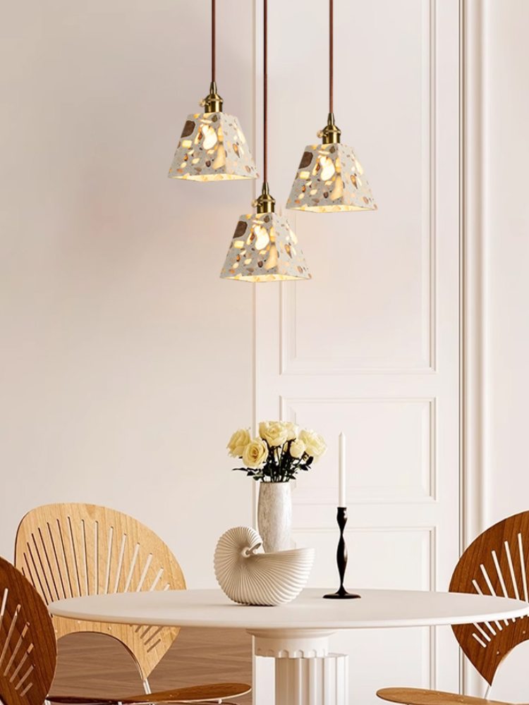 Wabi-sabi Style Water-polished Translucent Stone Retro Pendant Lamp | Souliia