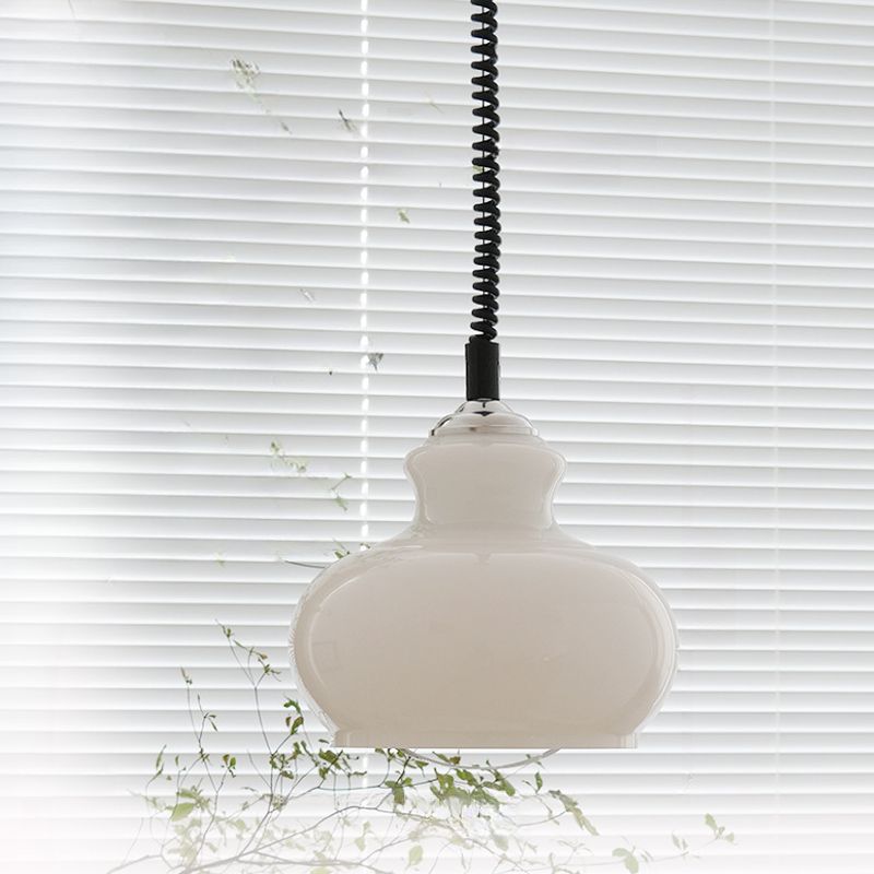 Lunea Nordic Adjustable Retro Cream Glass Pendant Light | Souliia