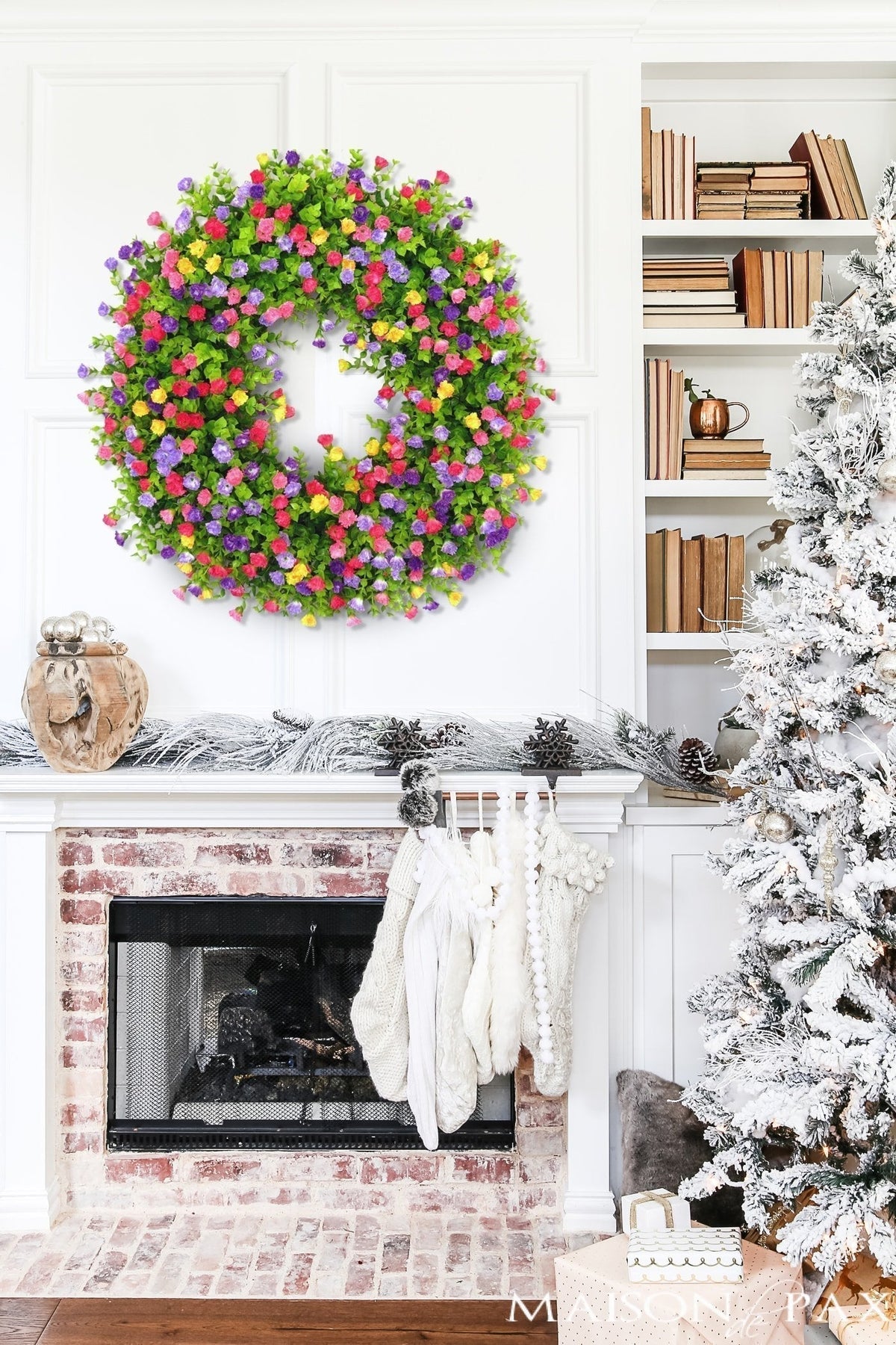 BloomWreath Spring & Summer Front Door Wreath | Handmade Floral Grapevine Accent