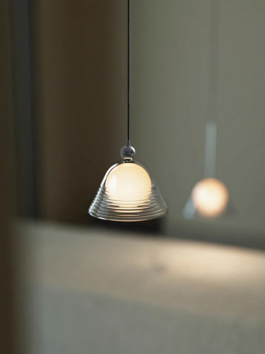 Sunset Pendant Light – Ribbed Glass Shade With Chrome technique - AFTERGLOW L1 | Souliia