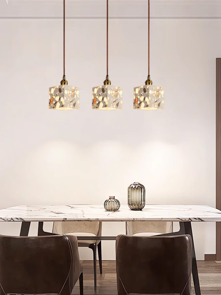 Wabi-sabi Style Water-polished Translucent Stone Retro Pendant Lamp | Souliia