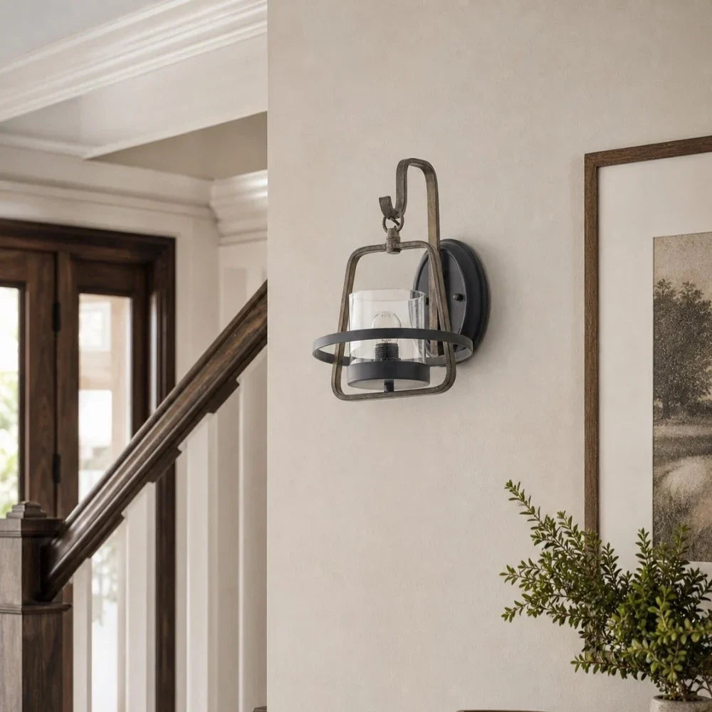 Rust Metal Clear Glass Wall Sconce | Souliia