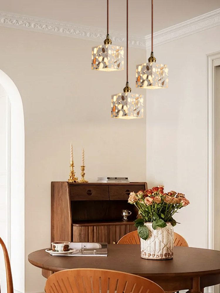Wabi-sabi Style Water-polished Translucent Stone Retro Pendant Lamp | Souliia