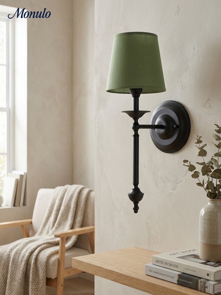 Rowan Fabric Shade Wall Sconce in Antique Copper - Vintage Luxury Light for Interiors | Souliia