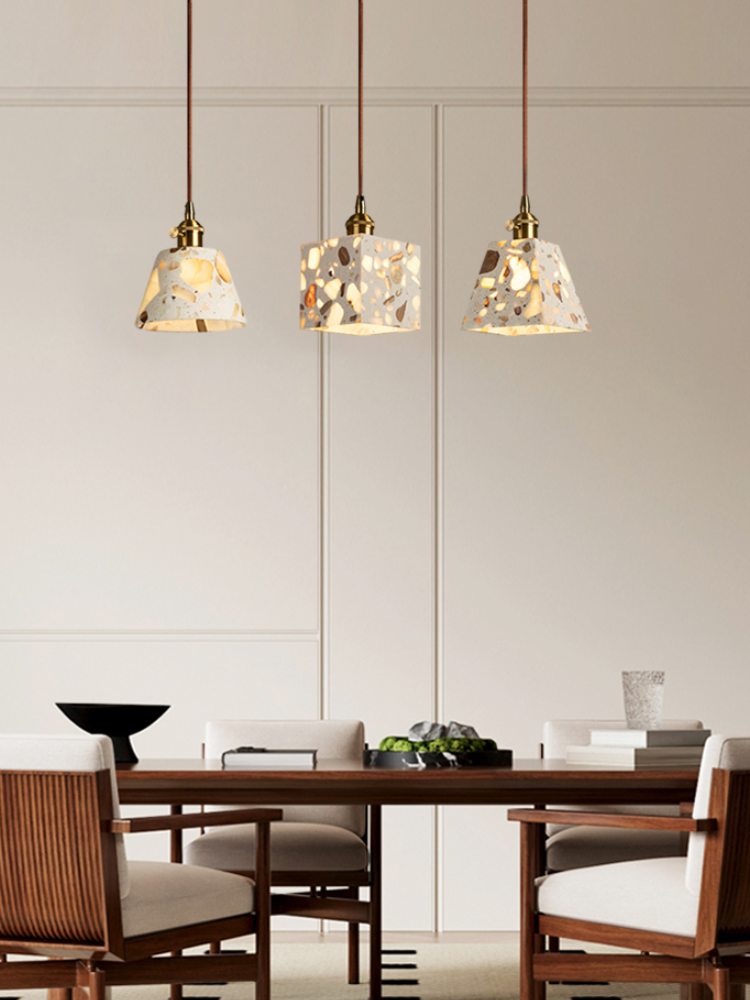 Wabi-sabi Style Water-polished Translucent Stone Retro Pendant Lamp | Souliia