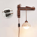 Tia Travertine Swing Arm Plug-in Sconce | Souliia