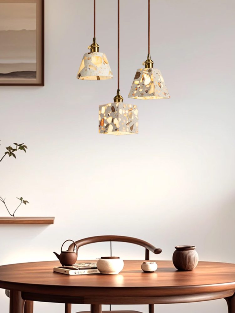 Wabi-sabi Style Water-polished Translucent Stone Retro Pendant Lamp | Souliia