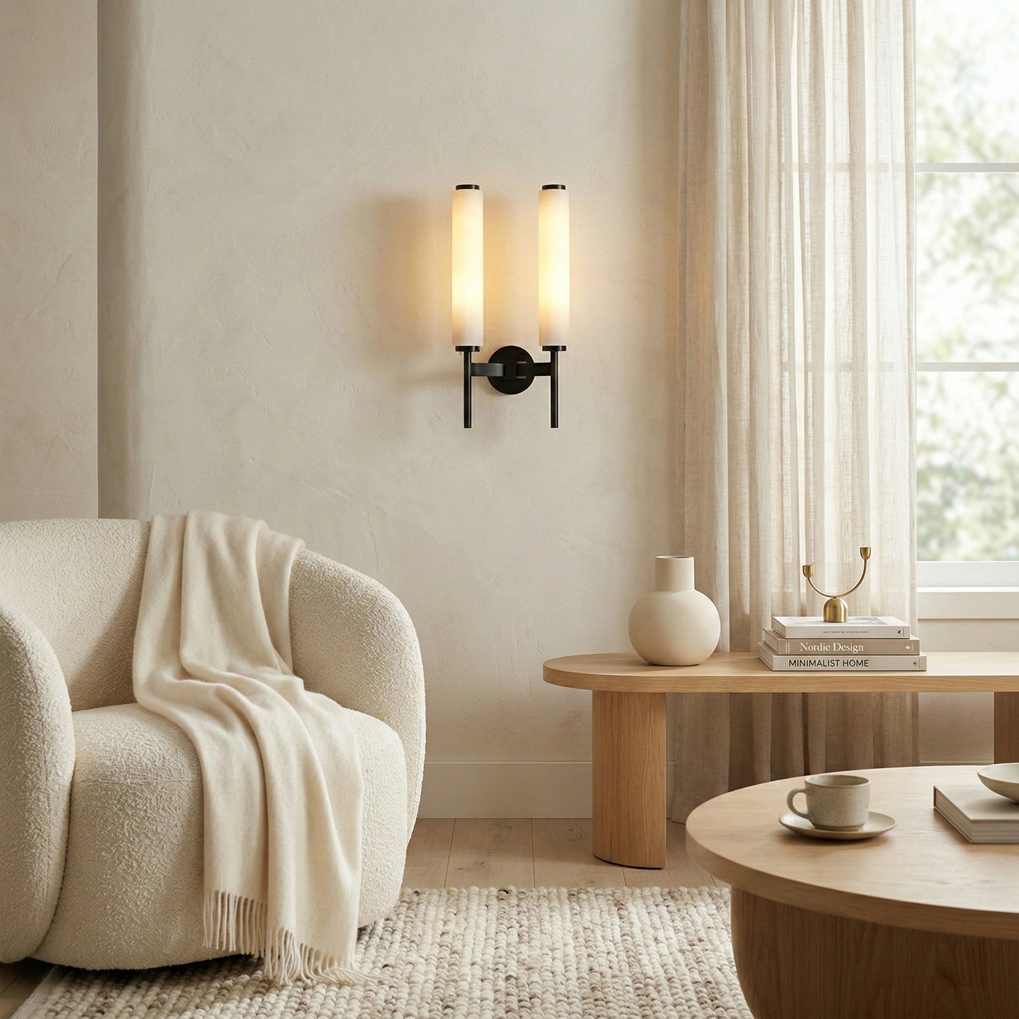 Solaryx Modern Alabaster Wall Sconce - Sculptural Living Room Mounted Light | Souliia